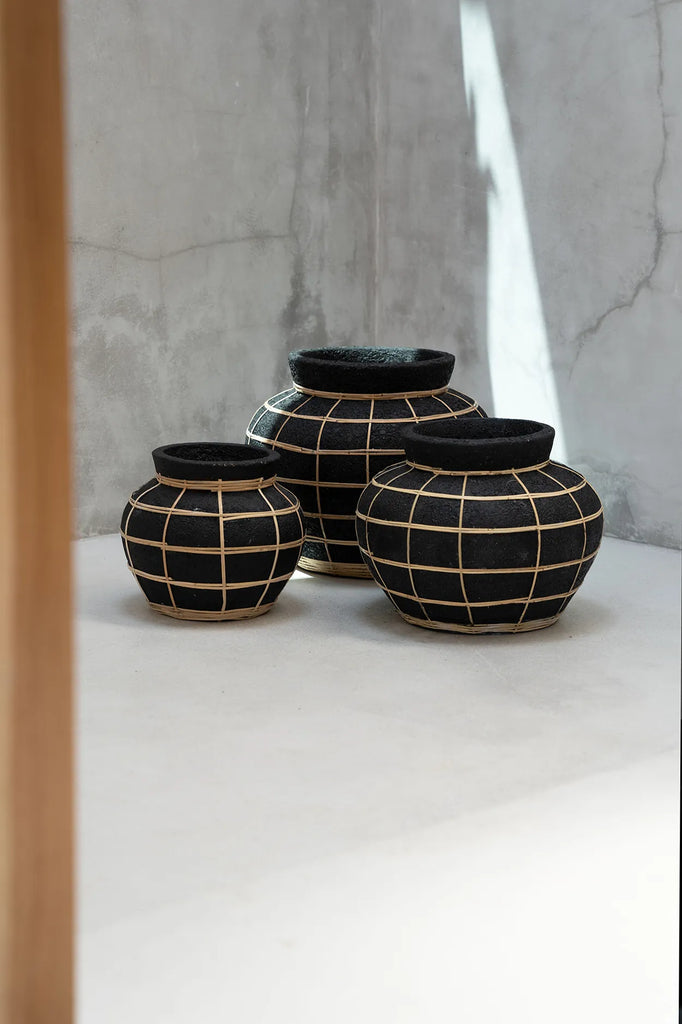 Vase Naturel noir M